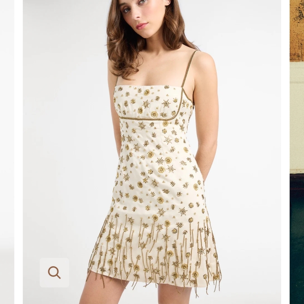 Mille Sabrina Beaded Champagne Dress Anthropologie Bride